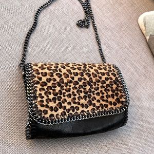Genuine Leather Leopard-Print Clutch